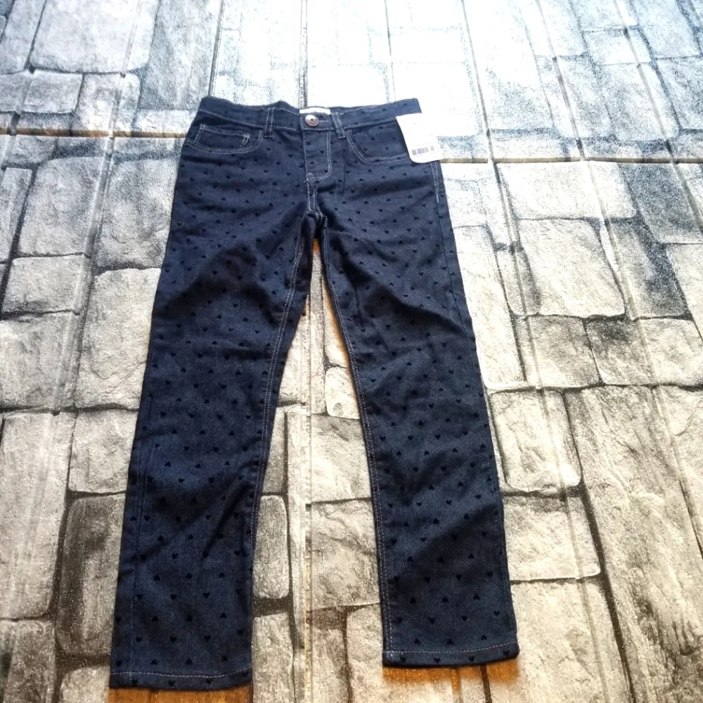 Oshkosh Jeans Girls Size 6 Blue Heart Print New